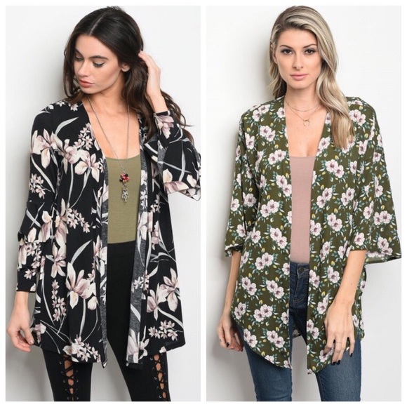 🆕Olive floral kimono - Picture 4 of 4